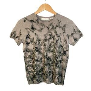 Neiman Marcus Gray and Black Tie-Dye Sweater